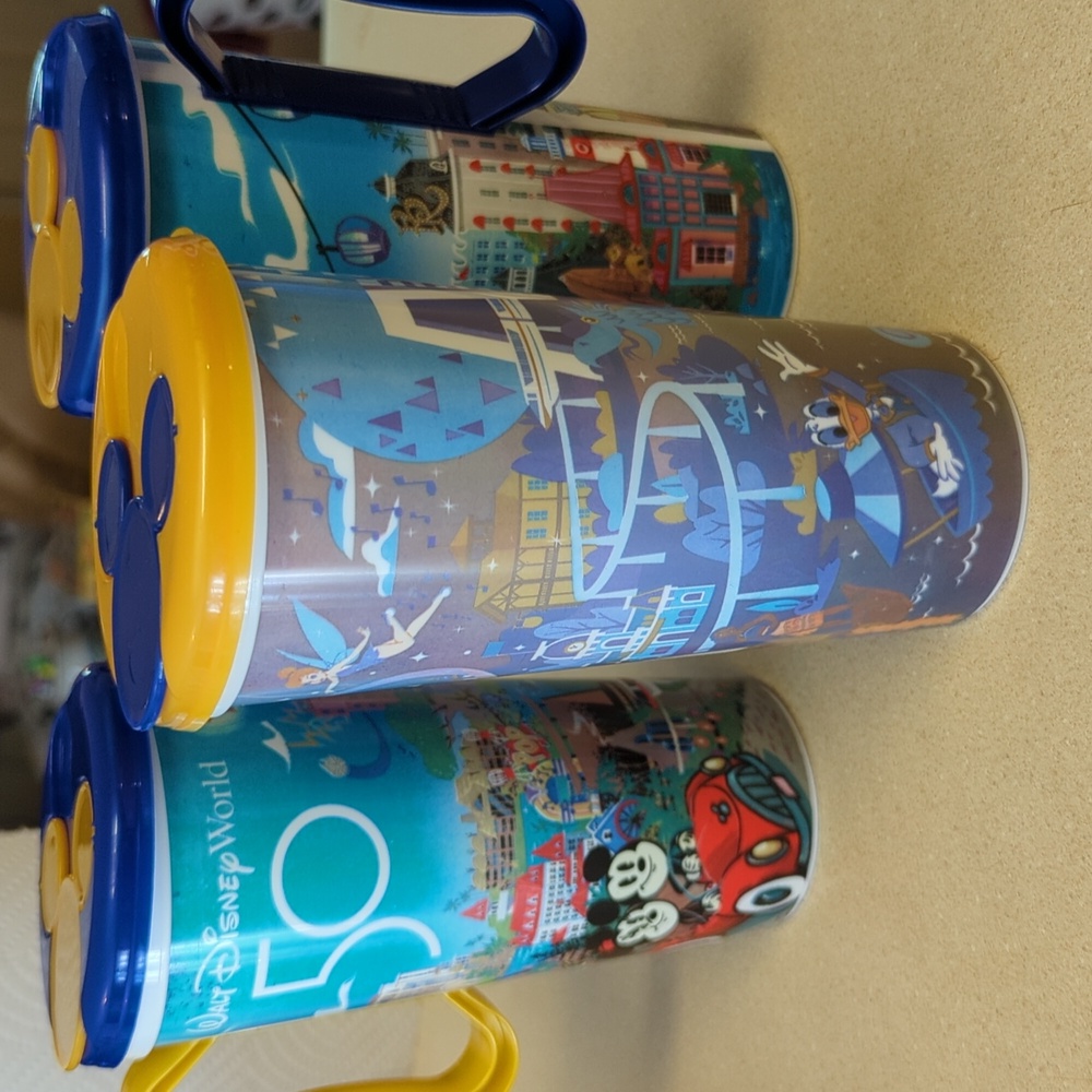 Walt Disney world 50th refillable resort travel mugs set of 3